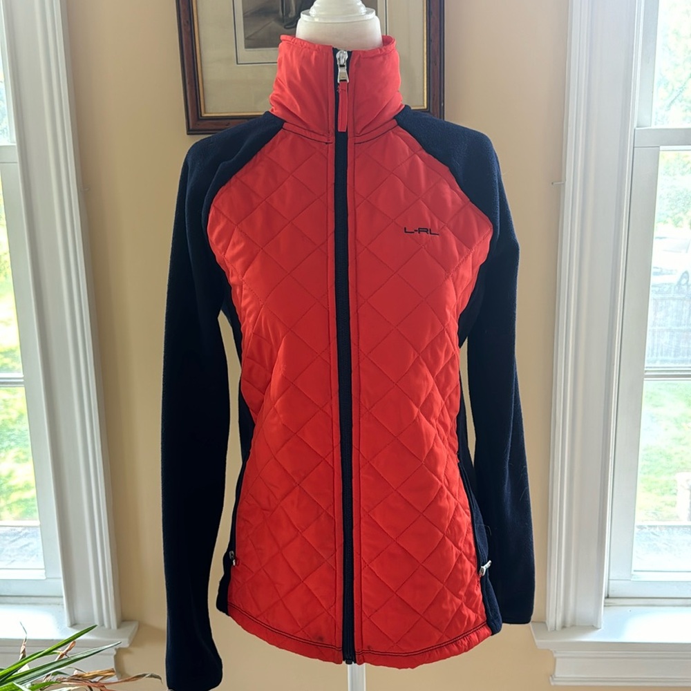 L-RL Lauren Active Ralph Lauren Quilted Lightweight Fleece Zip Front Jacket.